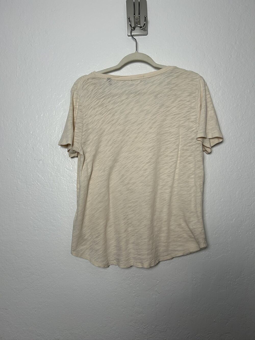 ATM Anthony Thomas Melillo Cream Slub Jersey Cotton V Neck T-Shirt Size Large
